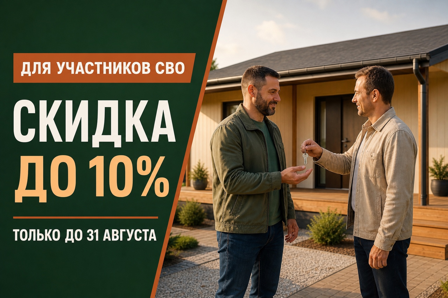 Акция для участников СВО: скидка до 10% на строительство дома до 31 августа